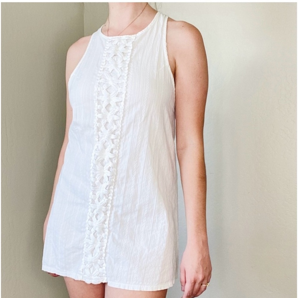 Solitaire Swim White Beach Coverup. So pretty w/ floral designs on front & back!